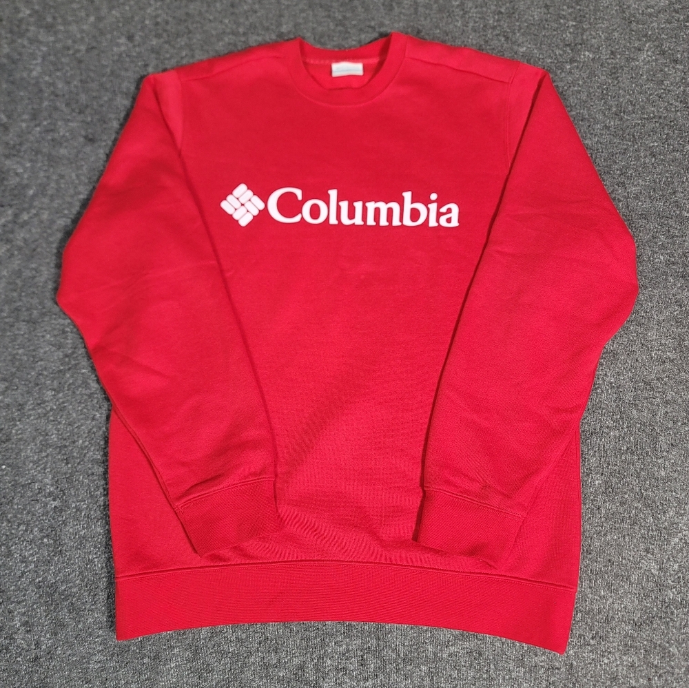 Columbia Sportswear Crewneck Sweatshirt Men M Red Logo Spell Out Pullover Classi